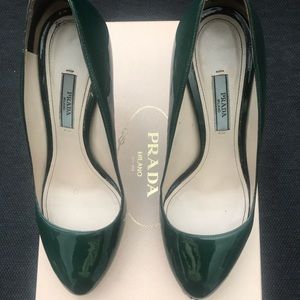 Prada heels - patent green (include box & dustbag)